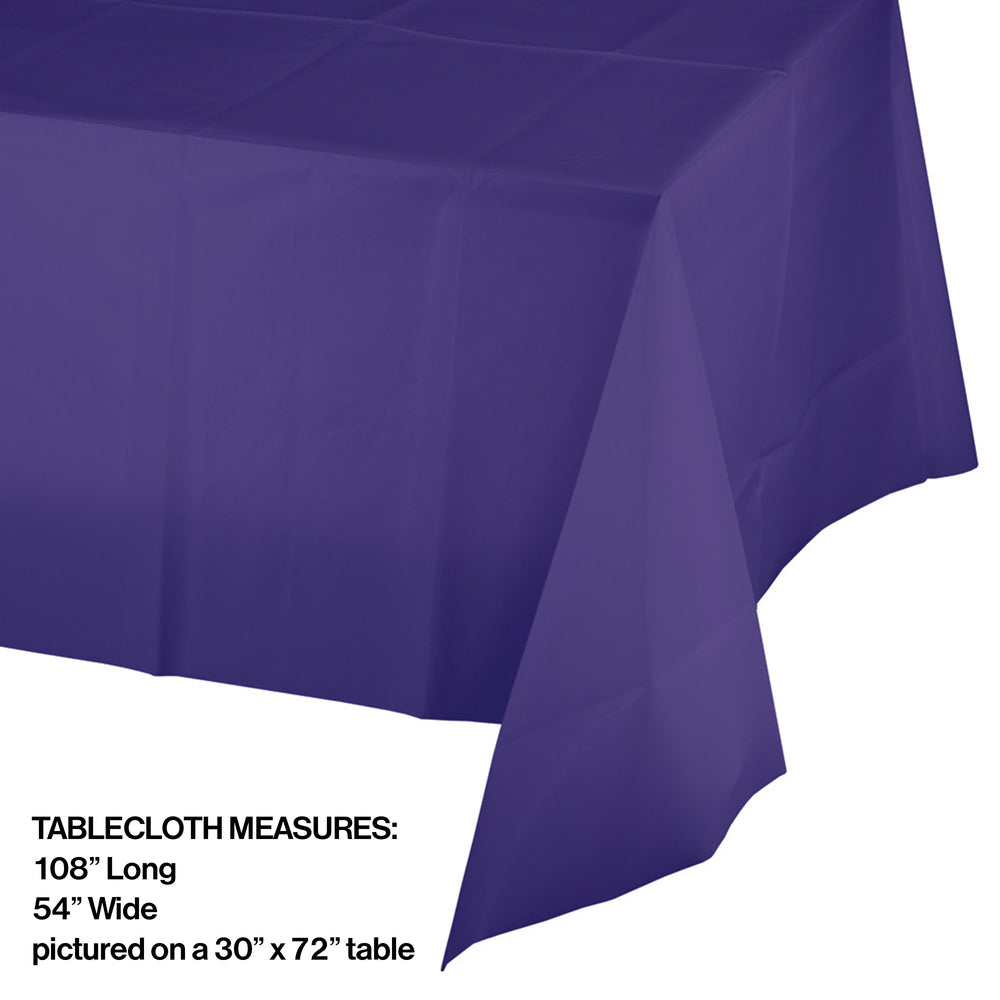 Creative Converting 54 X 108 Purple Rectangular Disposable Plastic Table Cover - 12/Case