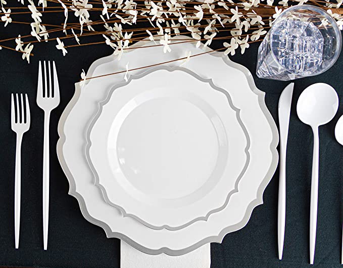 Novelty Modern Flatware, Disposable Plastic Cutlery, Forks Luxury White (384 FORKS)