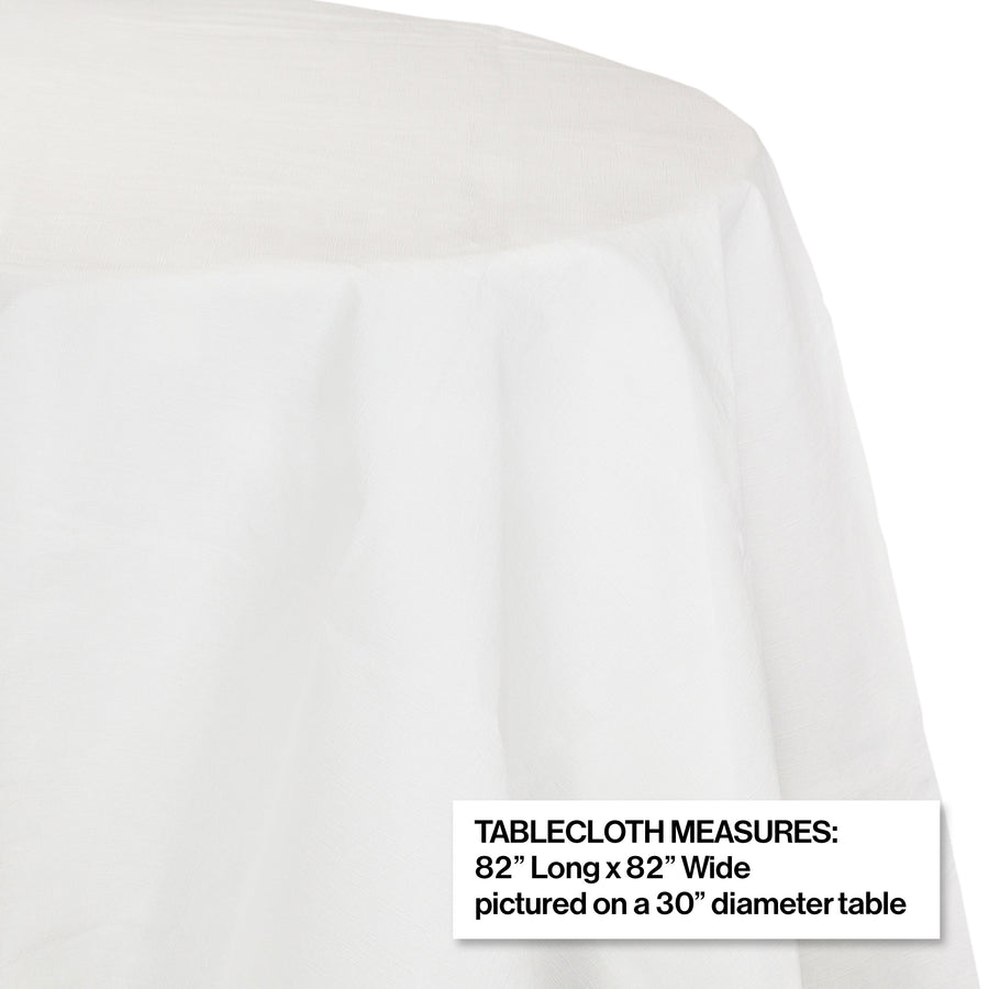 Creative Converting 82" White OctyRound Disposable Plastic Table Cover - 12/Case