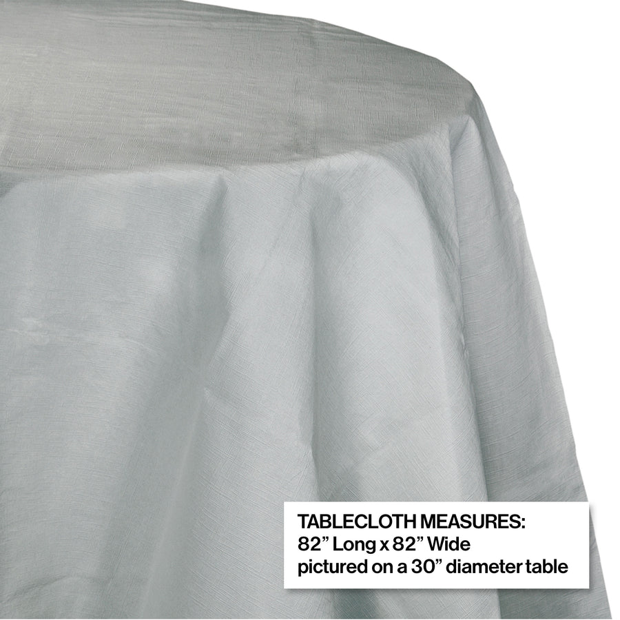 Creative Converting 82" Shimmering Silver OctyRound Disposable Plastic Table Cover - 12/Case