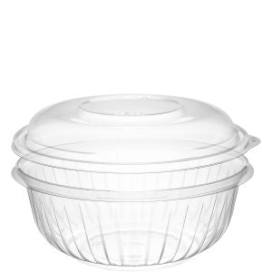 Dart C32BCD PresentaBowls 32 oz. Clear Plastic Bowl with Dome Lid - Paper Supplies Plus
