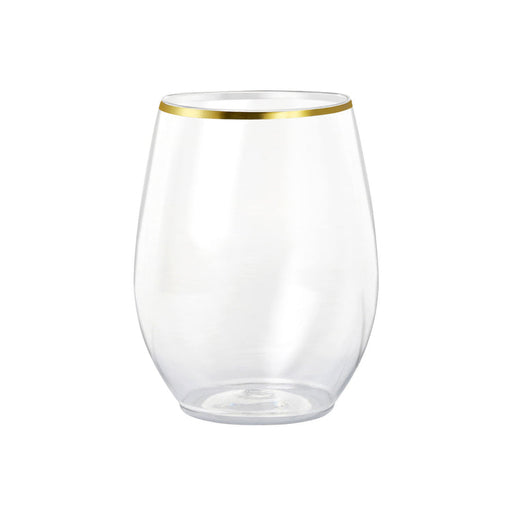Choice 16 oz. Light Weight Clear Plastic Stemless Wine Glass - 64/Case