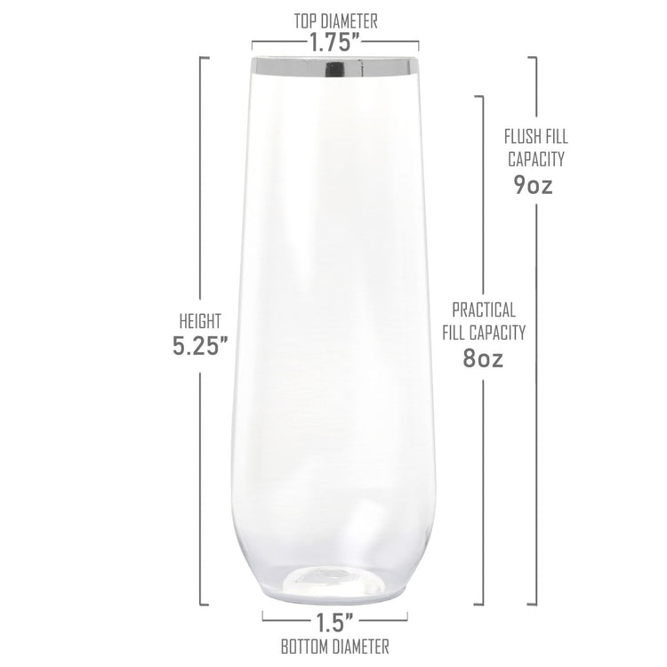9 oz.  Stemless Disposable Plastic Champagne Flutes