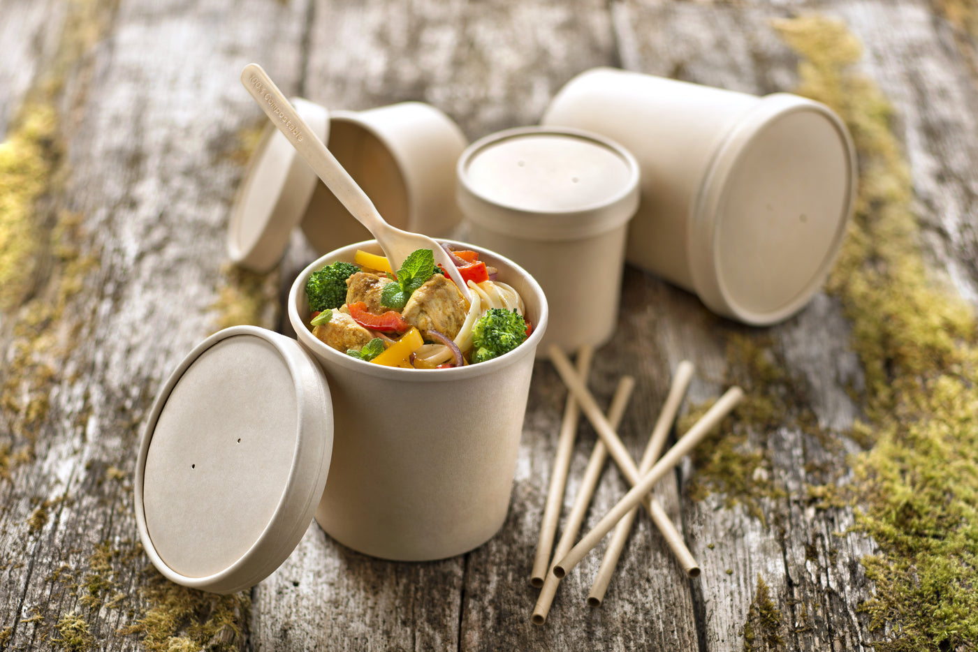 32 oz Brown Kraft Soup Cup with Kraft Lid Included – 250/Case