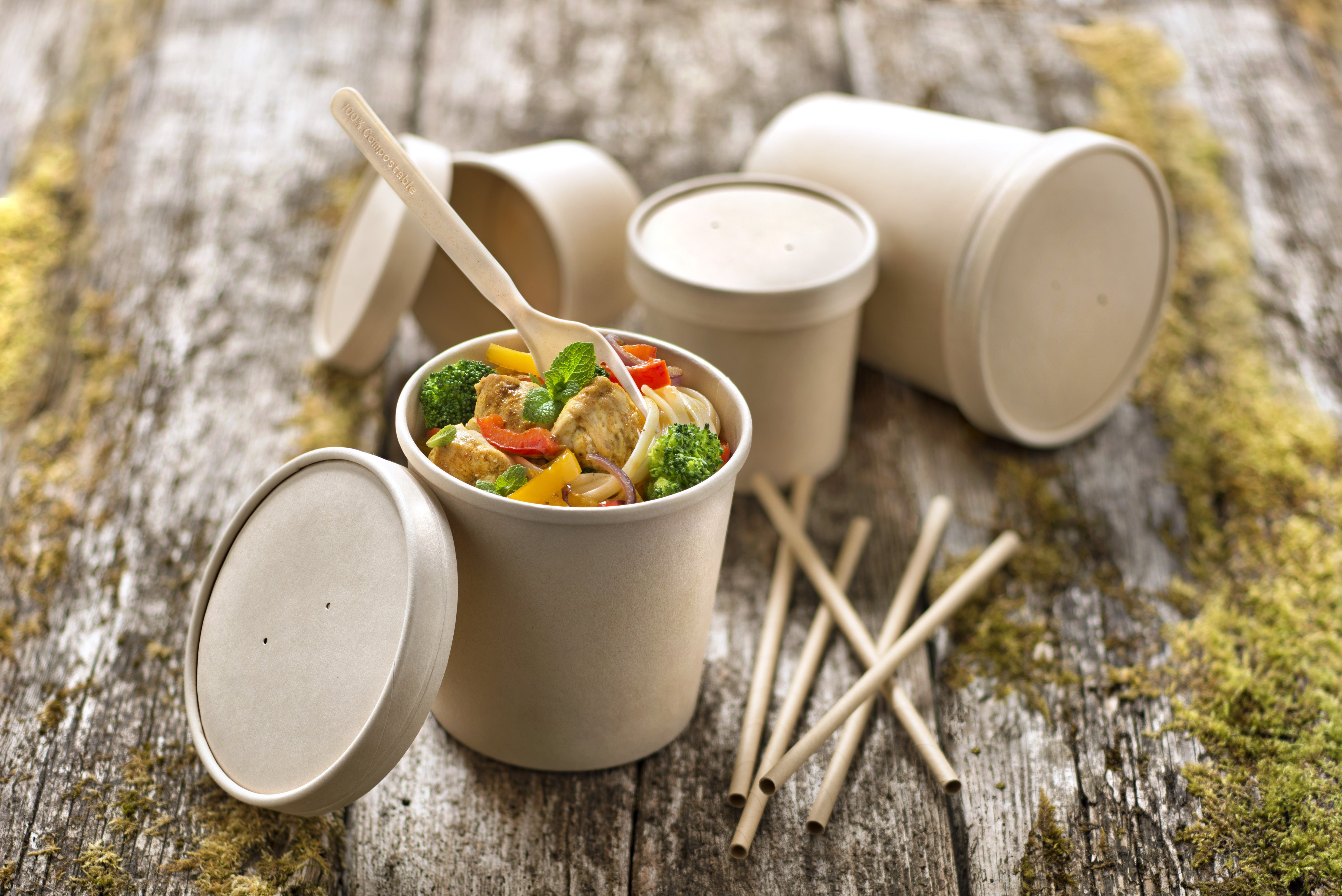 32 oz Brown Kraft Soup Cup with Kraft Lid Included – 250/Case