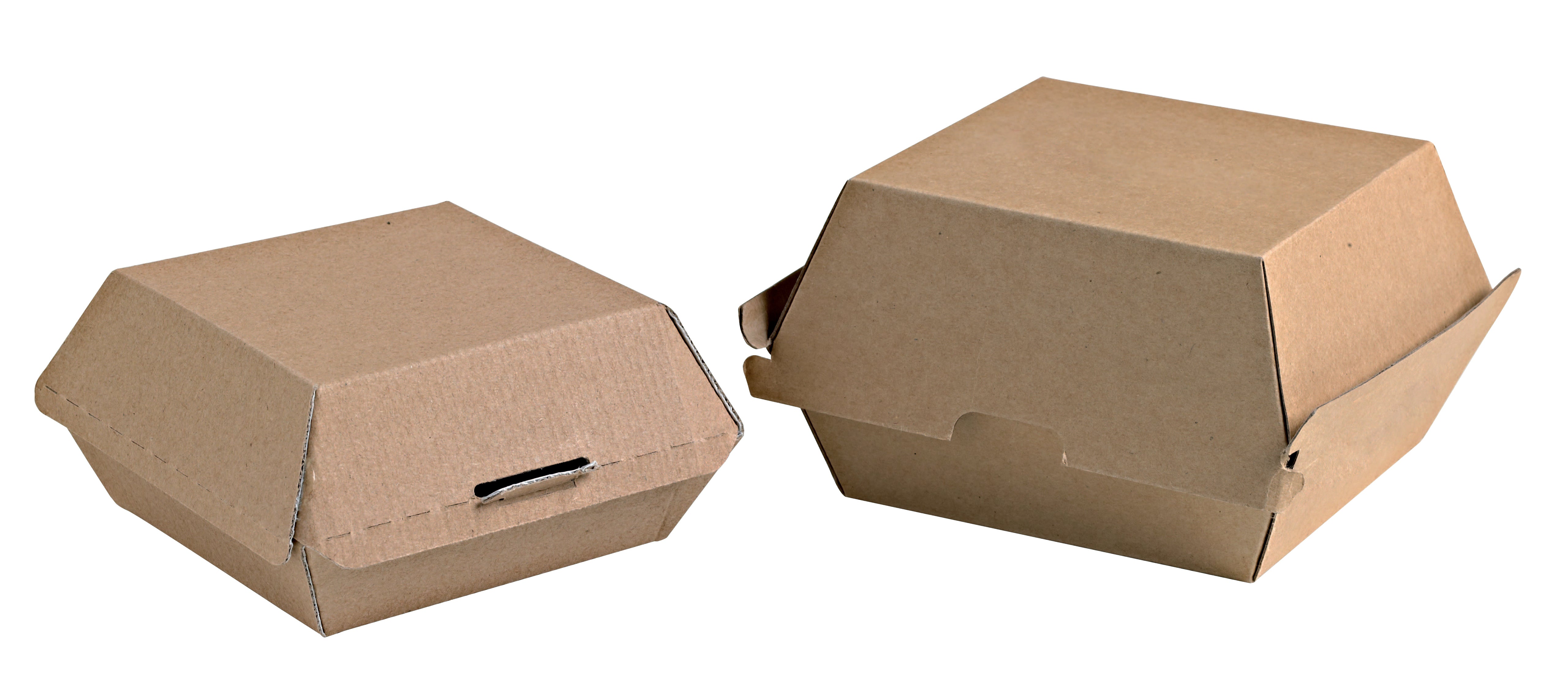 Kraft Corrugated Hamburger Clamshell Take Out Box - L:5.7 X W:5 X H:3.25in 500 Pcs/Cs