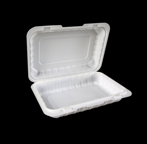 9 1/4 x 9 1/4 x 3 - Styrofoam Hinged Lid Container (200/cs)