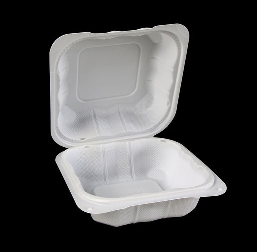 Fiber Hinged Containers, 3-Compartment, 8 x 8 x 3, Natural, Paper,  300/Carton