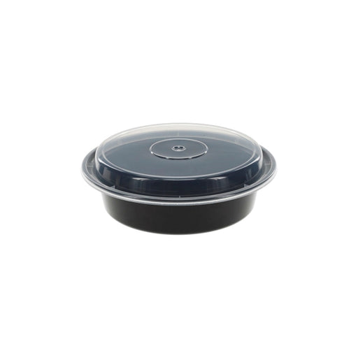 Black Base Rect Round Microwavable Container