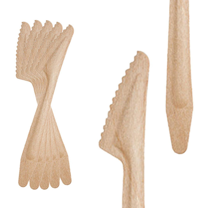6.5" Natural Birch Disposable Eco-Friendly Dinner Knives (600 Knives Per Case)