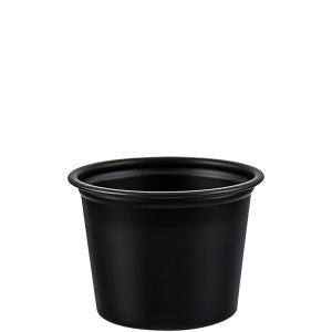 Dart 1 oz Plastic Soufflé Cup - Black - Paper Supplies Plus