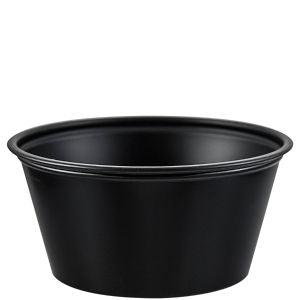 Dart 3.25 oz Plastic Soufflé Cup - Black (2,500/CS) - Paper Supplies Plus