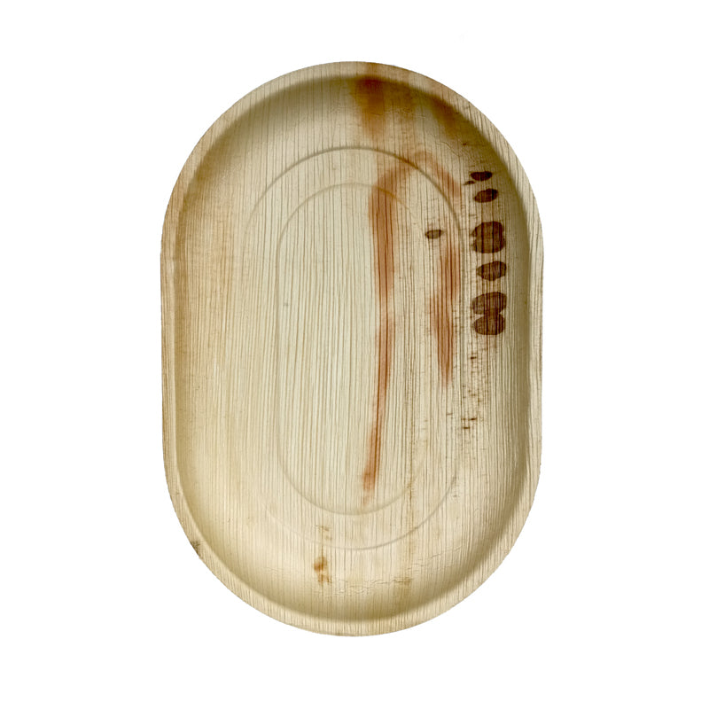 Oval Palm Leaf Plate - L:16.6 X W:11.5 X H:1in (50 Plates Per Case)