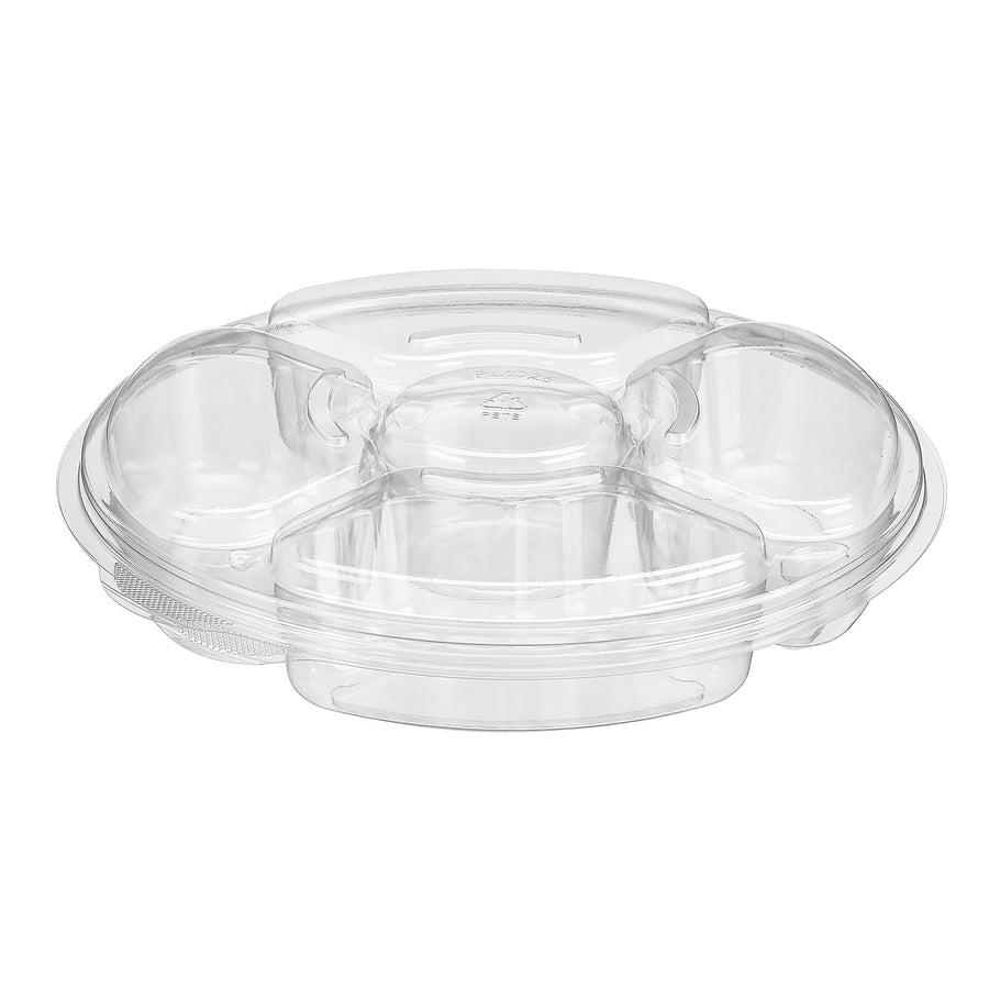 Inline Plastics PL042C 5 COMPARTMENT PLATTER COMBO WITH LID (100/CS)