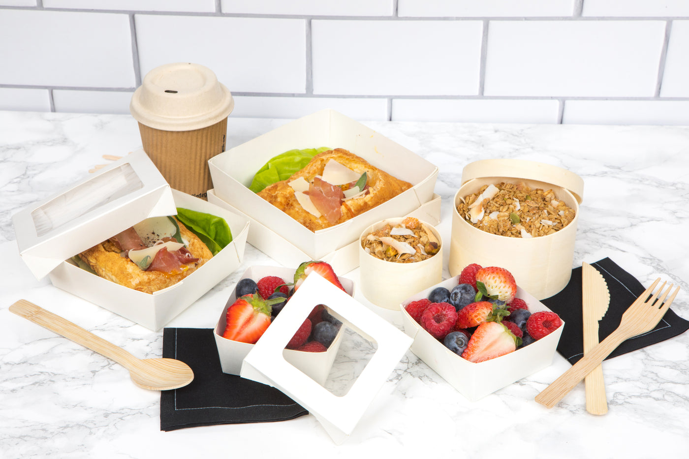 Kray Boxes With Pet Window Lid -8.5oz L:2.8 X W:2.8 X H:1.6in 250 Pcs/Cs (Avail. Kraft or White)