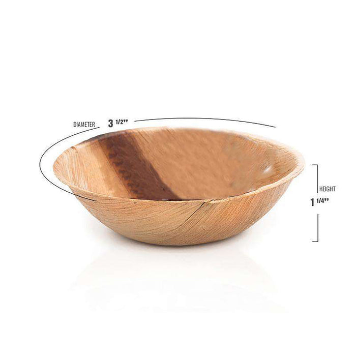 2.5 oz. Round Palm Leaf Eco-Friendly Mini Disposable Sauce Bowls (100 Bowls)