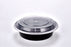 Sunrise Brands SR-723B - 7in Round 24oz. Microwaveable Round Container and Lid Combo, Black Base/Clear Lid, 150 ct.