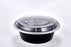 Sunrise Brands SR-729B-L - 7in Round 32oz. Microwaveable Round Container and Lid Combo, Black Base/Clear Lid, 150 ct.