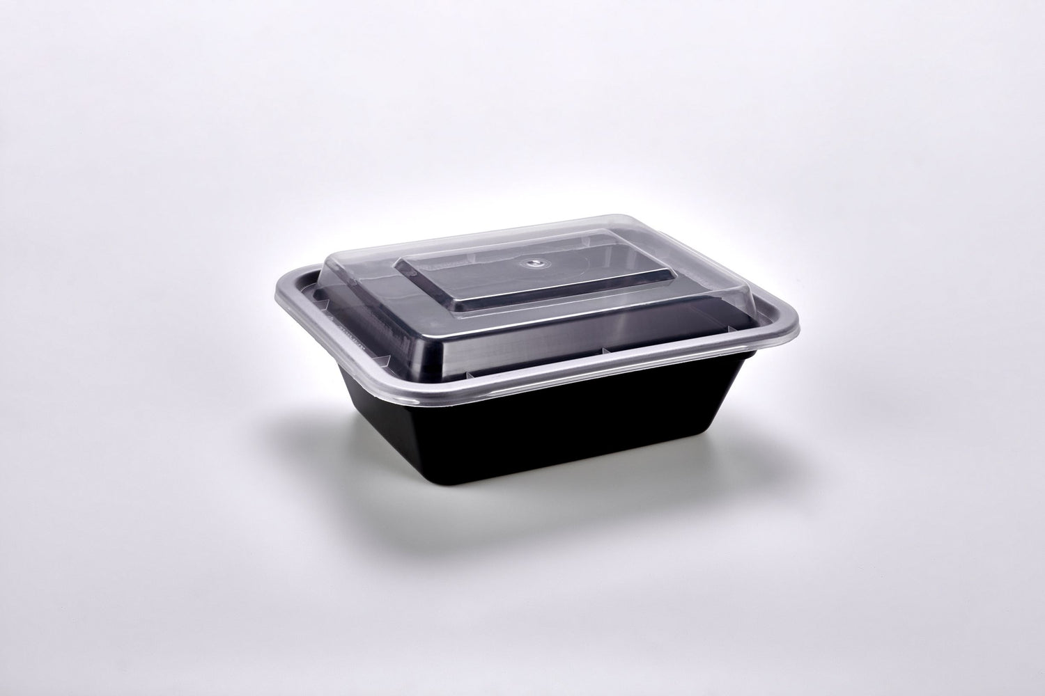 Sunrise Brands SR-818B - 12 oz. Microwaveable Rectangular Container and Lid Combo, Black Base/Clear Lid, 150 ct.