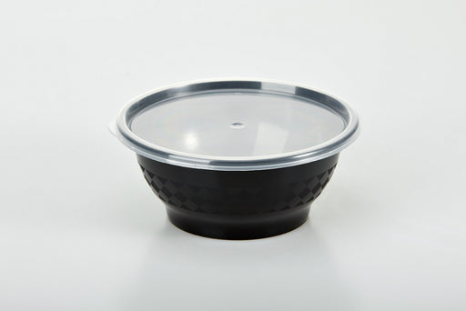 Sunrise Brands SR-08B - 8 oz. Microwaveable Round Bowl and Lid Combo, Black Base/Clear Lid, 240 ct.