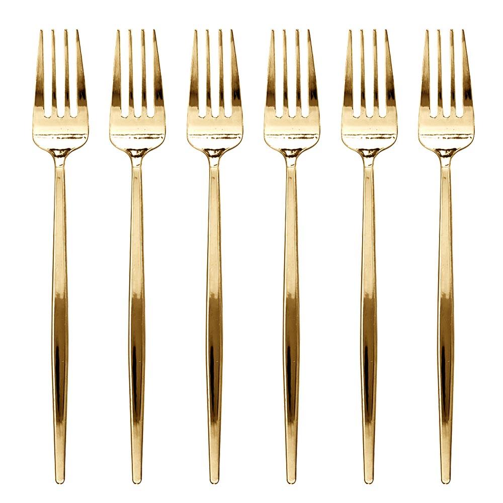 Shiny Gold Moderno Disposable Plastic Dinner Forks  (300 Per Case)