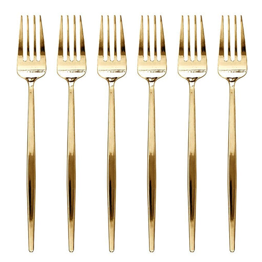 Shiny Gold Moderno Disposable Plastic Dinner Forks  (300 Per Case)