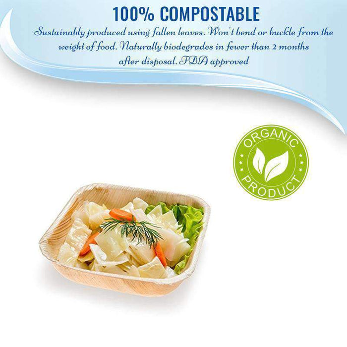 8 oz. Square Palm Leaf Disposable Eco-Friendly Soup Bowls (100 Bowls)