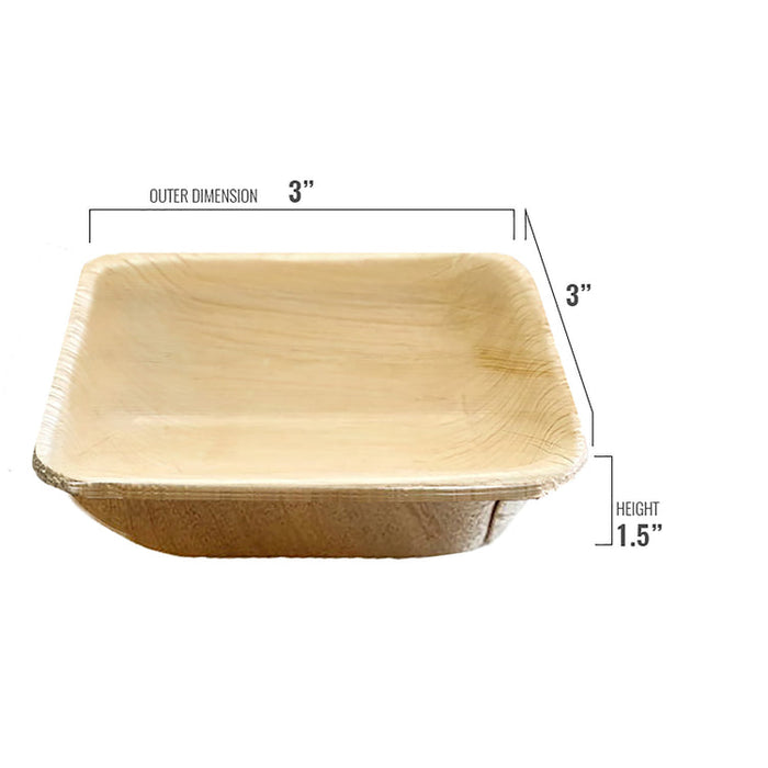 3 oz. Square Palm Leaf Eco-Friendly Disposable Mini Bowls (100 Bowls Per Case)