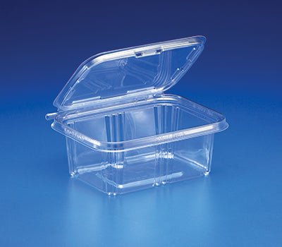 Tamper Tek 24 oz Rectangle Clear Plastic Container - with Lid,  Tamper-Evident, 2 Compartments - 7 1/4 x 5 1/2 x 2 1/4 - 100 count box