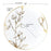 7.5" White with Gold Antique Floral Round Plastic Disposable Dinner Plates (120 Per Case)