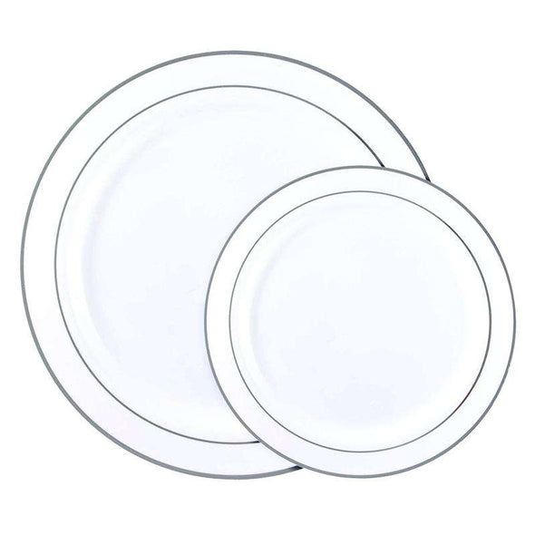 Solid White Flat Rounded Square Disposable Plastic Dinner Plates (10)