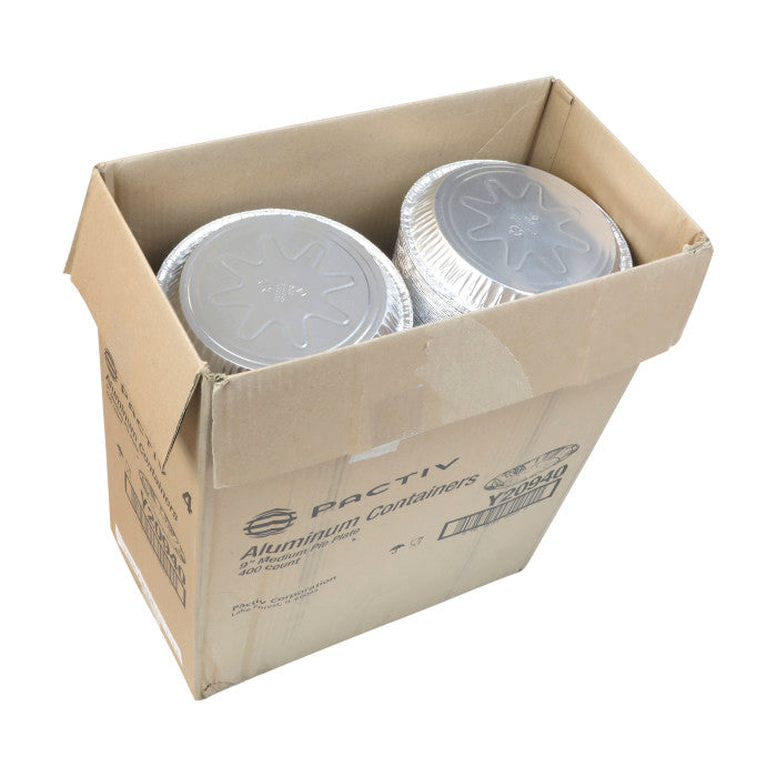 9" Aluminum Medium Pie Plate, Silver, 400 Ct. (Pactiv Y20940)