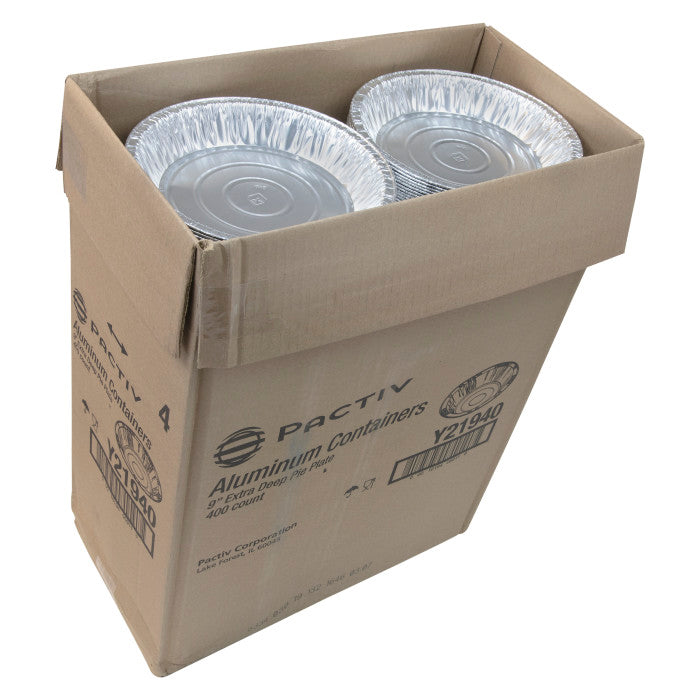9'' Aluminum Extra Deep Pie Plate, 400 Per Case (Pactiv Y21940)