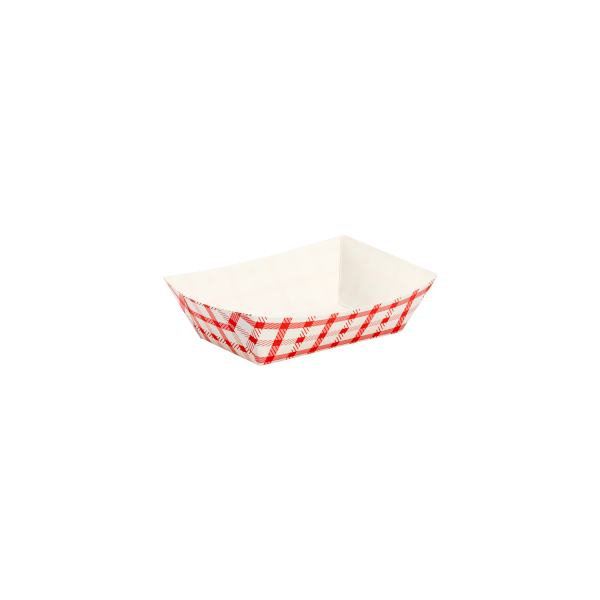 0.5 lb Food Tray - Shepherd's Check (Red) - 1,000 Trays Per Case