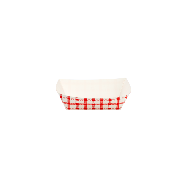 0.5 lb Food Tray - Shepherd's Check (Red) - 1,000 Trays Per Case