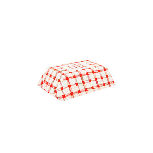 0.5 lb Food Tray - Shepherd's Check (Red) - 1,000 Trays Per Case