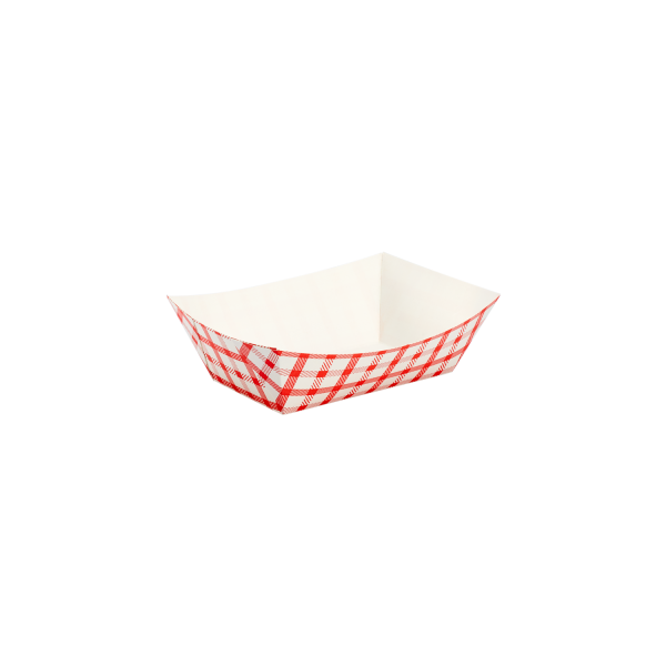 1.0 lb Food Tray - Shepherd's Check (Red) - 1,000 Trays Per Case