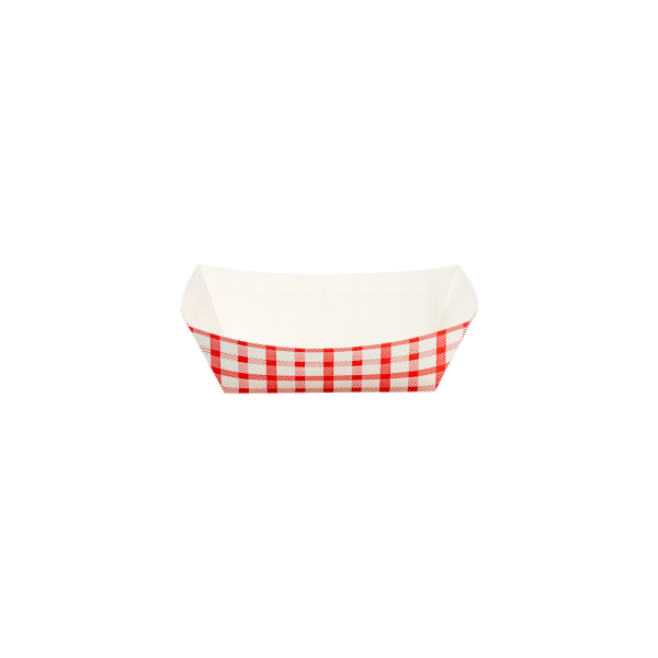 1.0 lb Food Tray - Shepherd's Check (Red) - 1,000 Trays Per Case