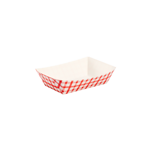 2.0 lb Food Tray - Shepherd's Check (Red) - 1,000 Trays Per Case