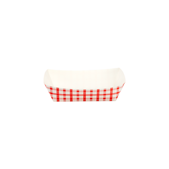 2.0 lb Food Tray - Shepherd's Check (Red) - 1,000 Trays Per Case