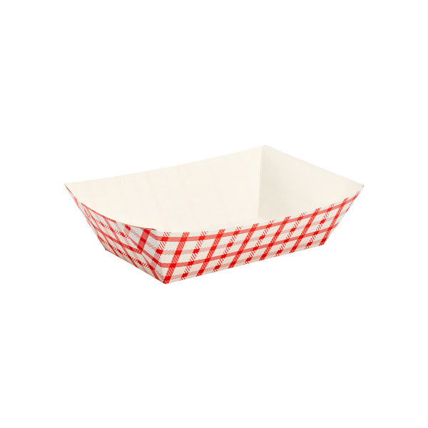 3.0 lb Food Tray - Shepherd's Check (Red) - 500 Trays Per Case