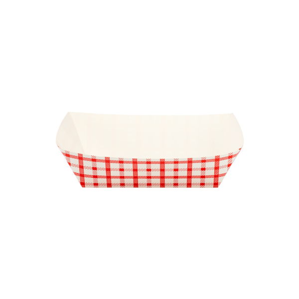 3.0 lb Food Tray - Shepherd's Check (Red) - 500 Trays Per Case