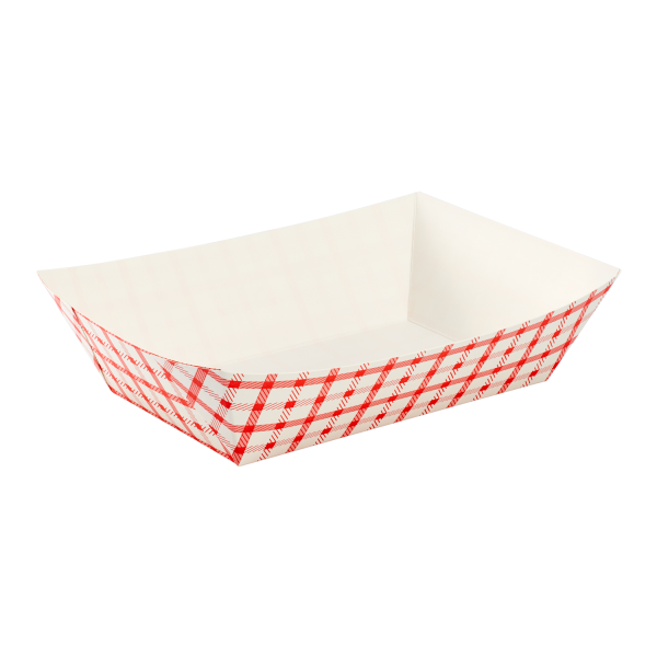 5.0 lb Food Tray - Shepherd's Check (Red) - 500 Trays Per Case