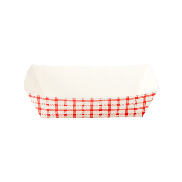 5.0 lb Food Tray - Shepherd's Check (Red) - 500 Trays Per Case