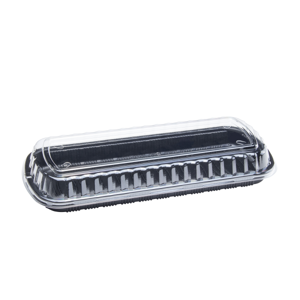 Karat Full Slab Black PP Plastic Rib Container with Clear OPS lid - 100 ct