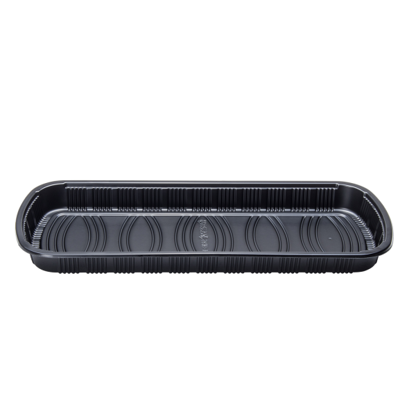 Karat Full Slab Black PP Plastic Rib Container with Clear OPS lid - 100 ct
