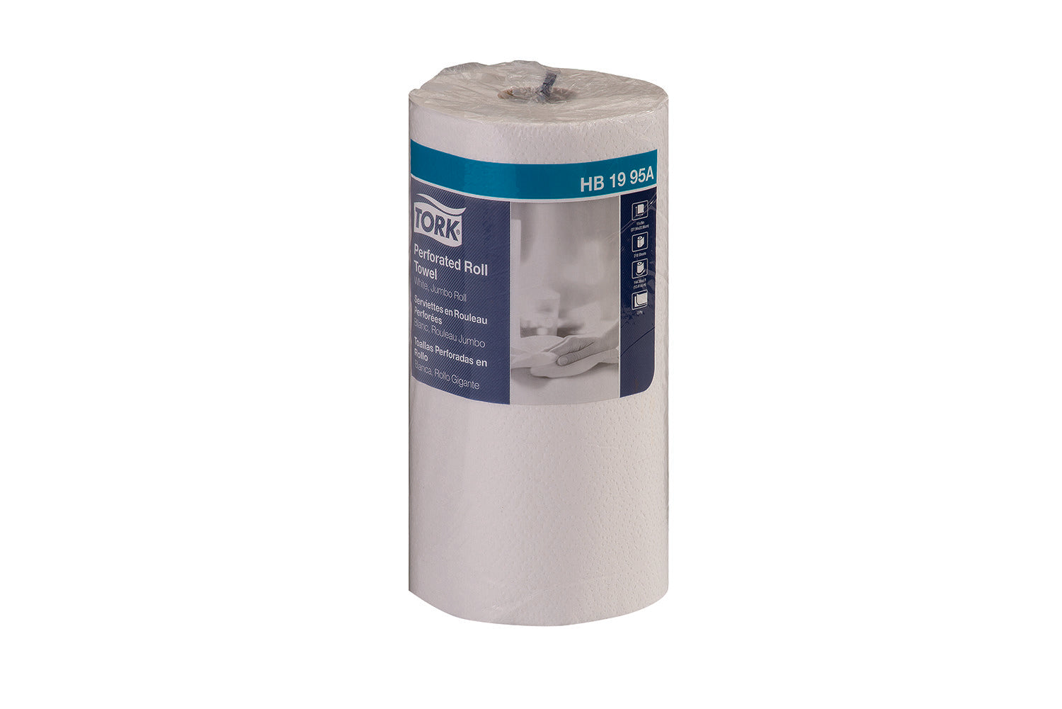 Tork HB1995A Jumbo Roll Perforated Paper Roll Towel, 2-Ply, 11" Width x 9" Length, White (Case of 12 Rolls, 210 per Roll, 2,520 Towels) - Paper Supplies Plus
