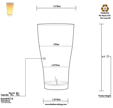 14 oz. Pilsner Glass (60/CS) - Paper Supplies Plus