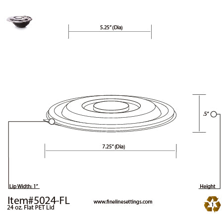 Fineline Settings 24 oz. PETE Flat Lid (Super Bowl Collection)-100 Lids
