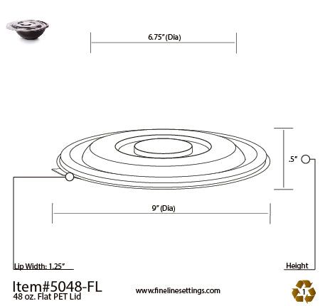 Fineline Settings 48oz. PETE Flat Lid (Super Bowl Collection)-50 Lids
